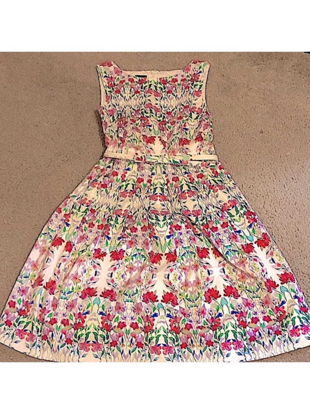 Talbots Garden Party Fit&Flare Belted Dress